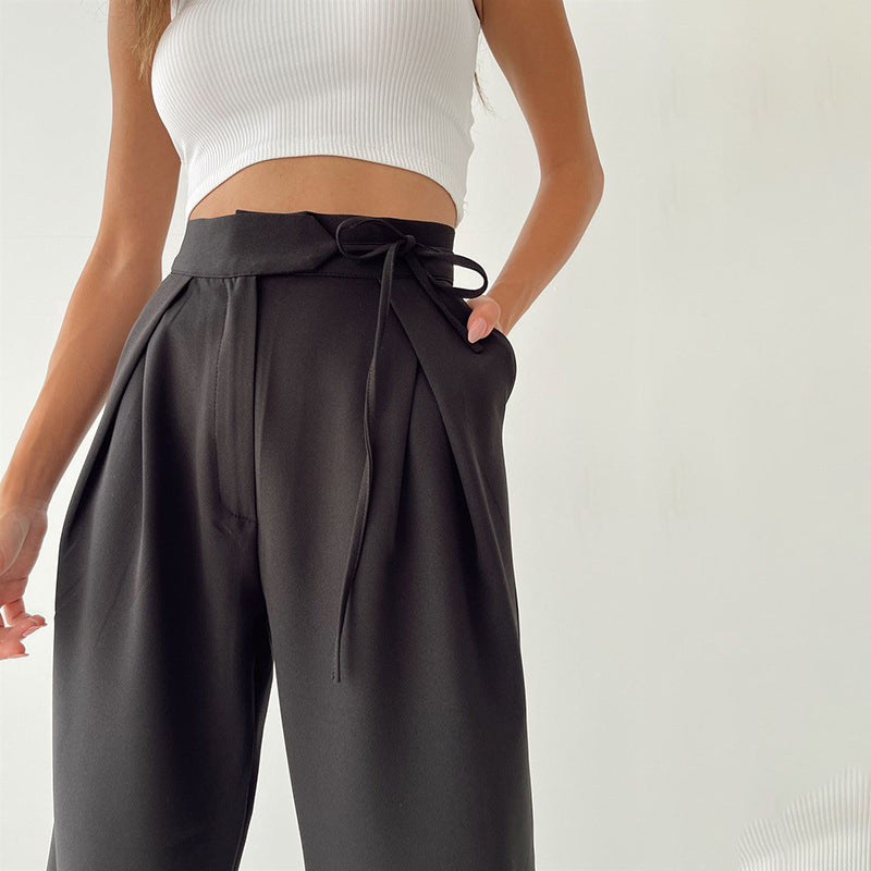 Fall Winter Commuter Mopping Wide Leg Trousers