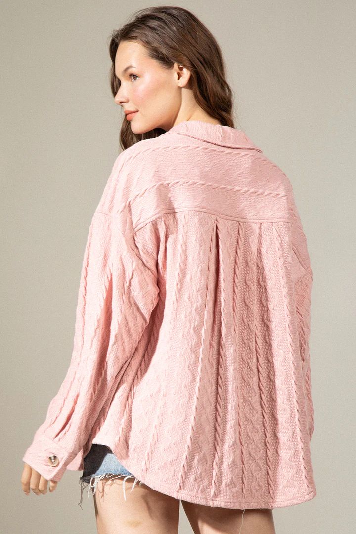 Women's Fashion Large Pocket Twist Knitted Shirt Coat