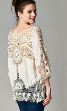 Jastie Bohemian Hollow Out Beach Cover Up Blouse Beach Shirt Women Crochet Lace Top Blusas mujer de moda Summer Shirt Tops