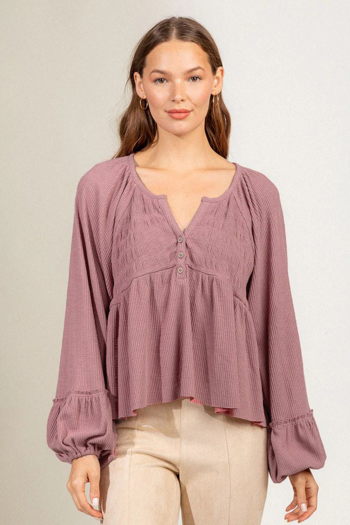 Women's Fashionable Pleated Sunken Stripe Knitted Bottoming Shirt Top