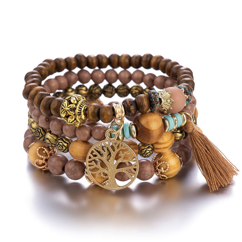 Boho Multilayer Wooden Beaded Bracelet - Boho Roe