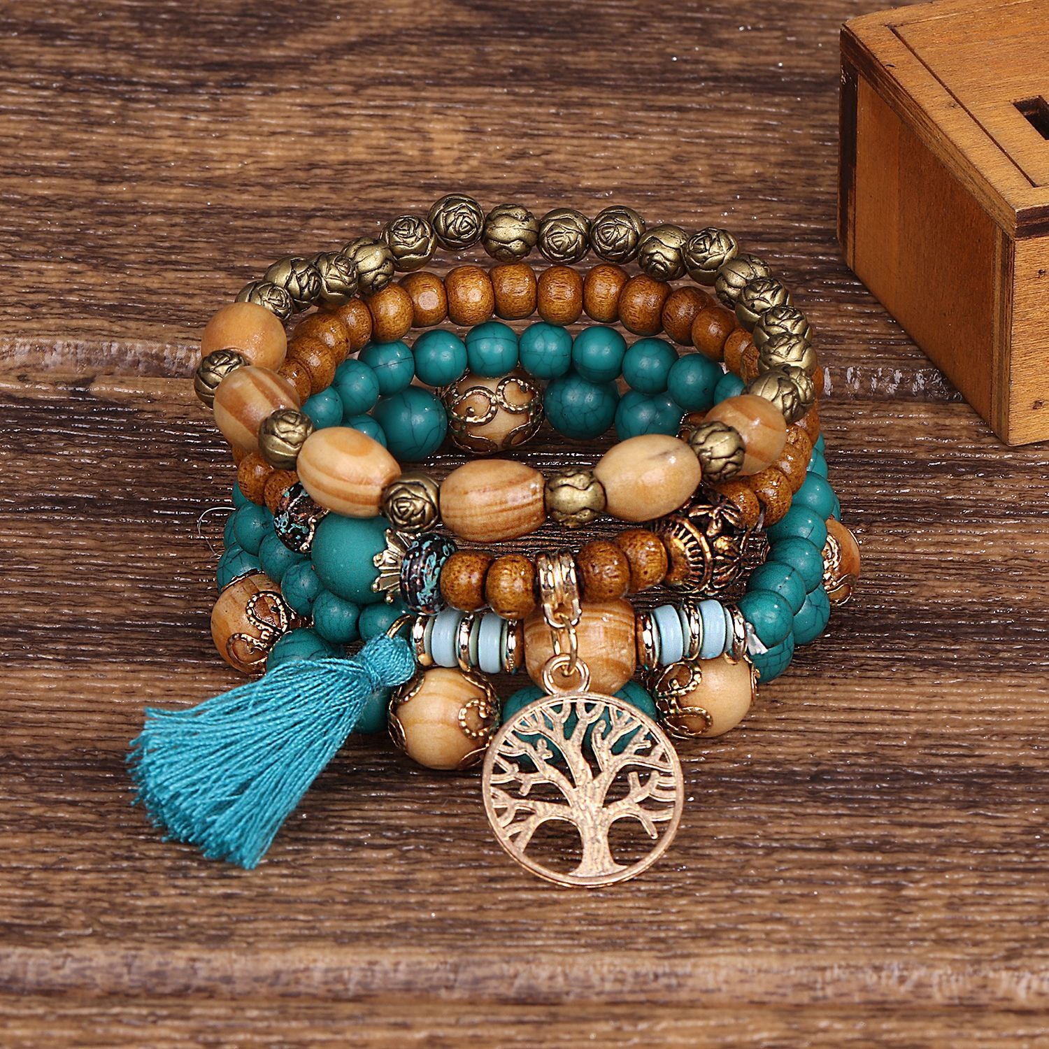 Boho Multilayer Wooden Beaded Bracelet - Boho Roe