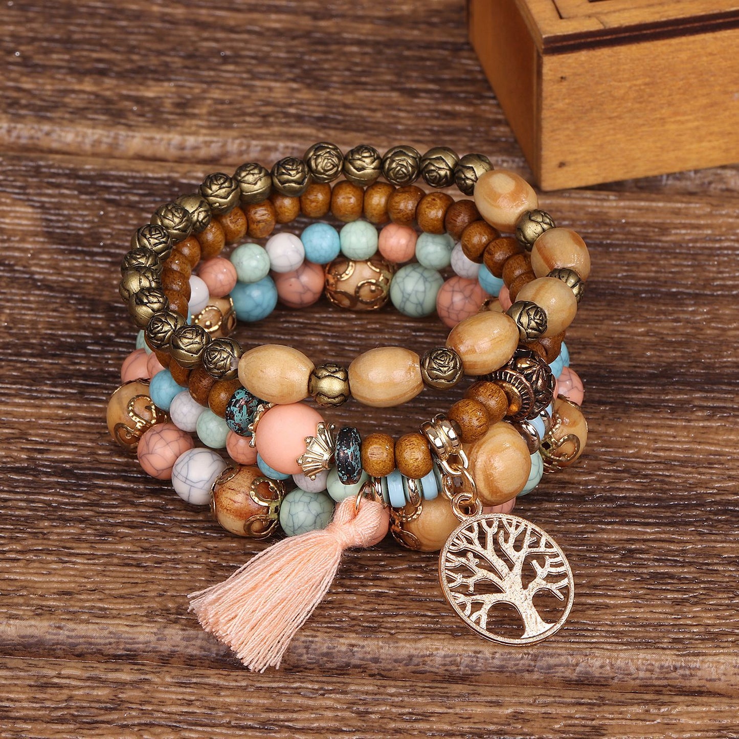 Boho Multilayer Wooden Beaded Bracelet - Boho Roe