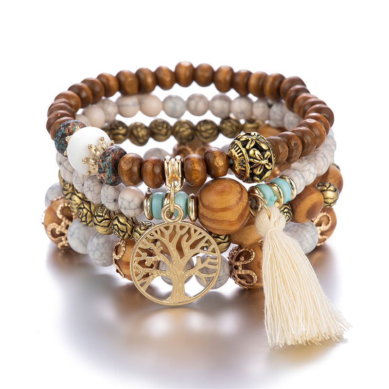 Boho Multilayer Wooden Beaded Bracelet - Boho Roe