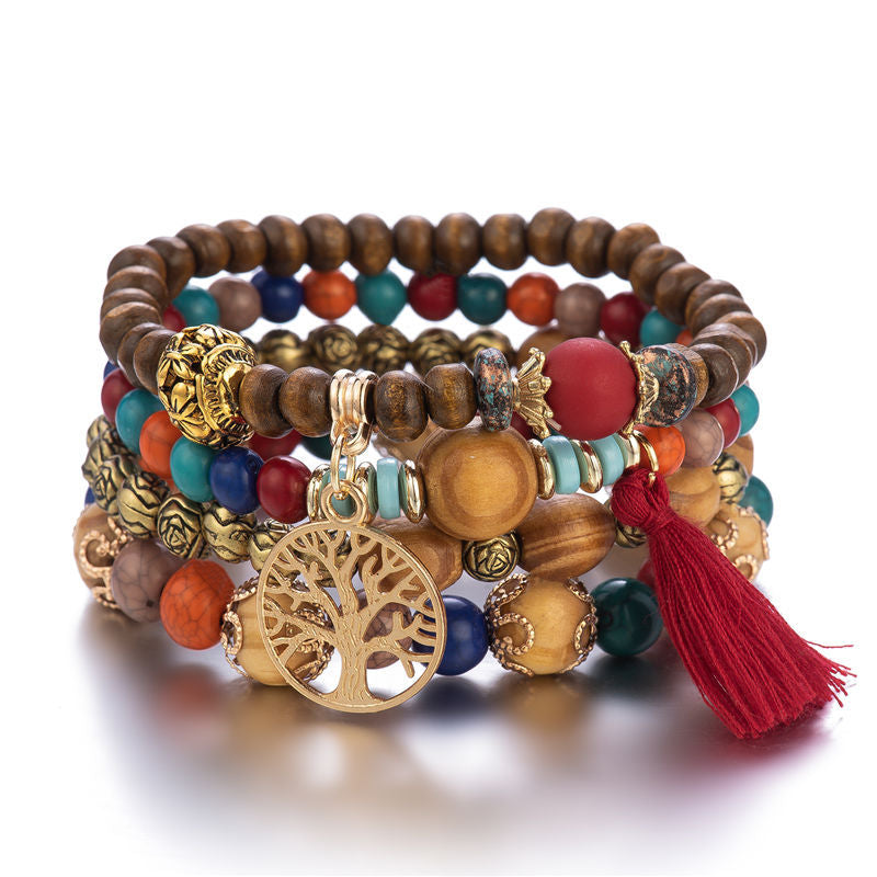 Boho Multilayer Wooden Beaded Bracelet - Boho Roe