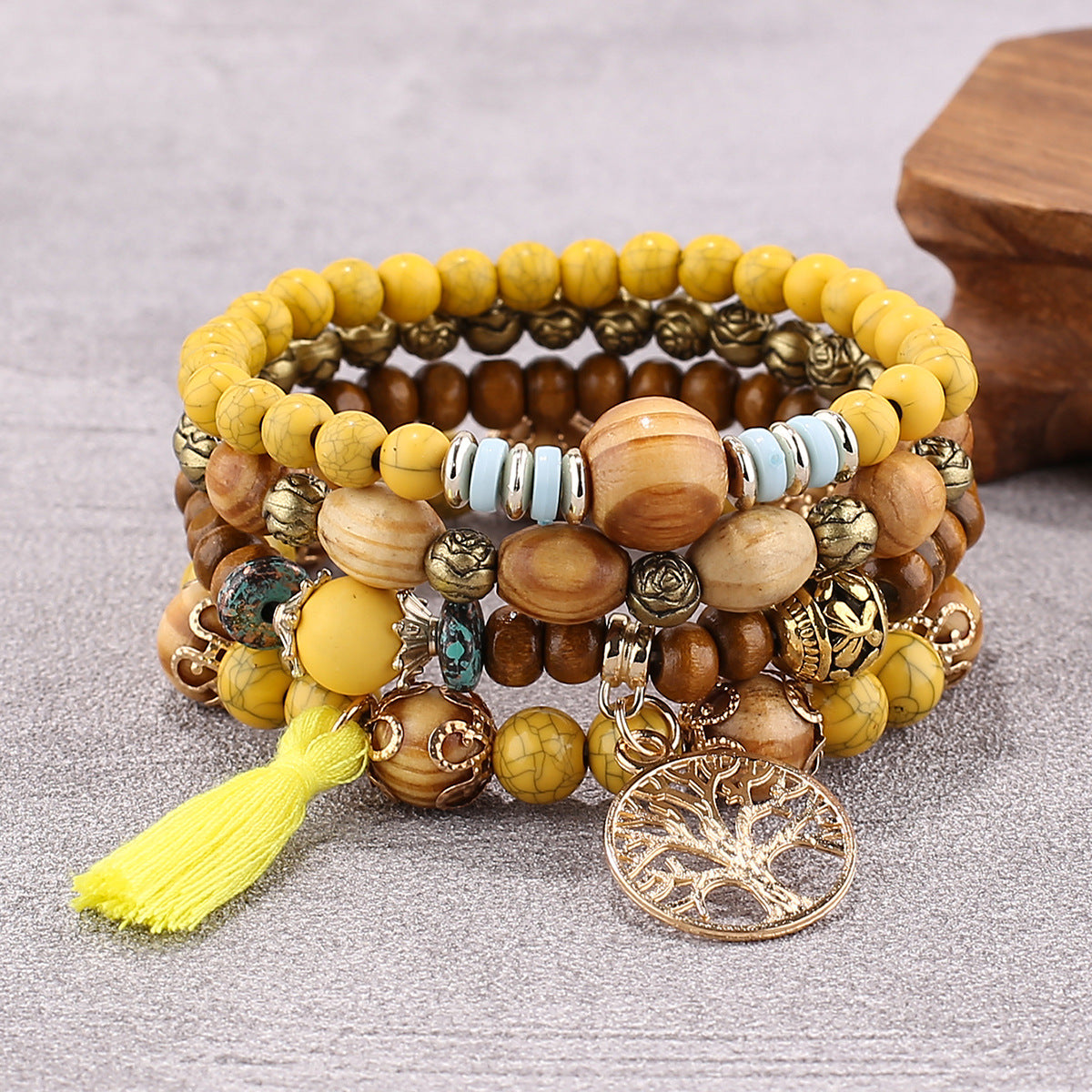 Boho Multilayer Wooden Beaded Bracelet - Boho Roe