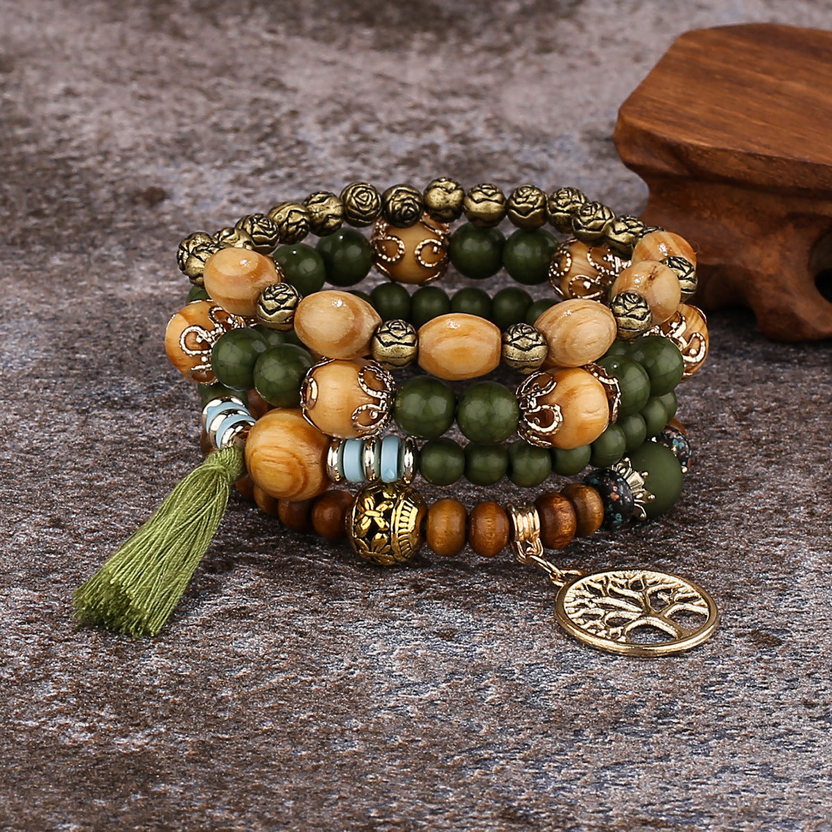 Boho Multilayer Wooden Beaded Bracelet - Boho Roe
