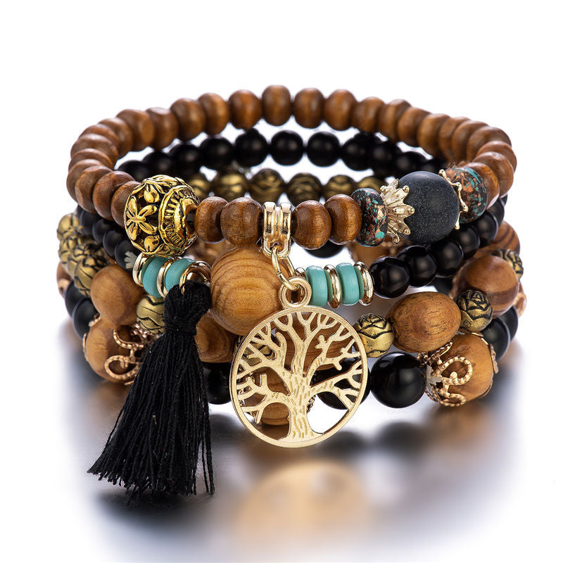 Boho Multilayer Wooden Beaded Bracelet - Boho Roe